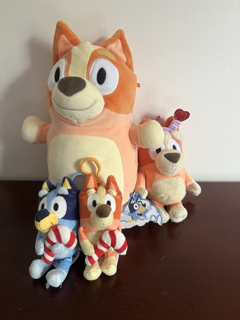 Bluey Plush Lot of 4 Stuffed Dog Toys 6-14" ( 2 Backpack Clip-On 2018)